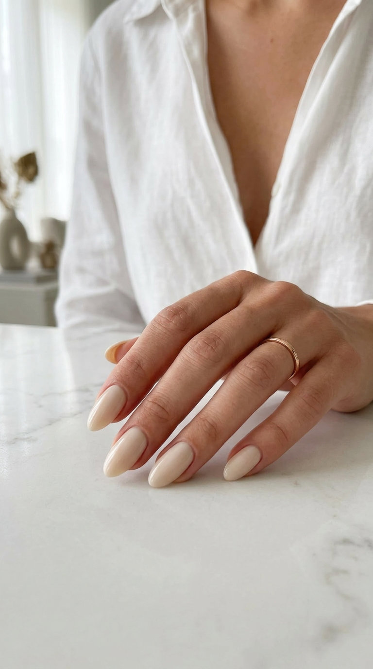 Creamy Beige Milk Bath nails for daily wear, office, casual outings. June nails colors - summer ideas 2026.