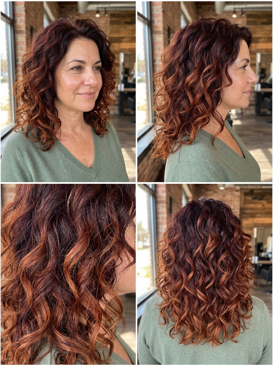Mahogany Ombré with Auburn Ends 2026 long layered haircut with mahogany ombré and vibrant auburn ends for dramatic looks