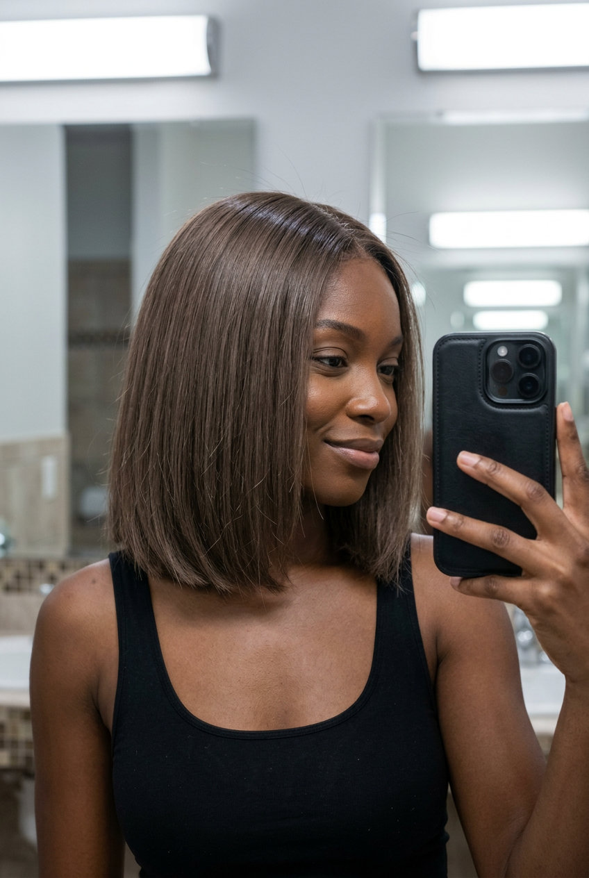 lob mushroom mocha brown with ash taupe undertones, natural hair, chic style for summer 2026