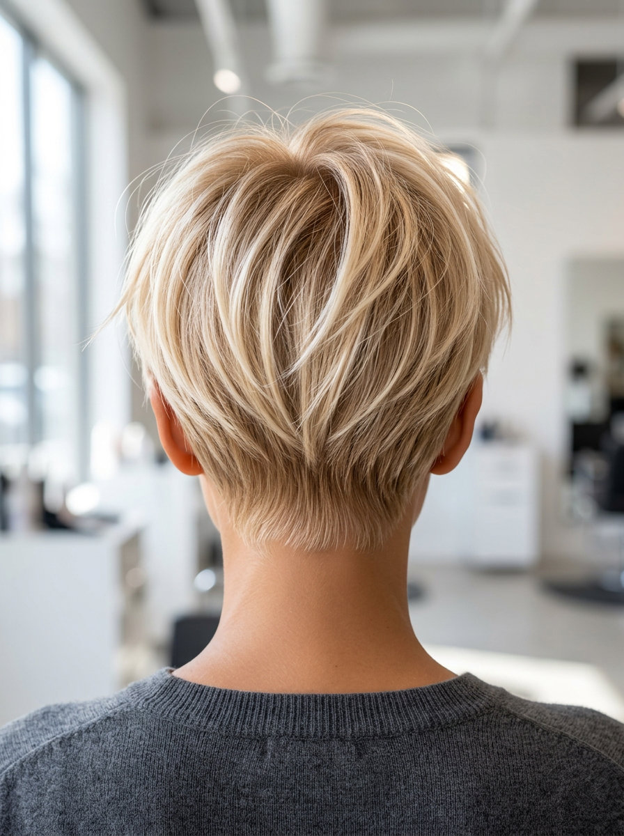 Nectar Blonde Pixie 2026 short nectar blonde pixie with face-framing highlights for luminous style