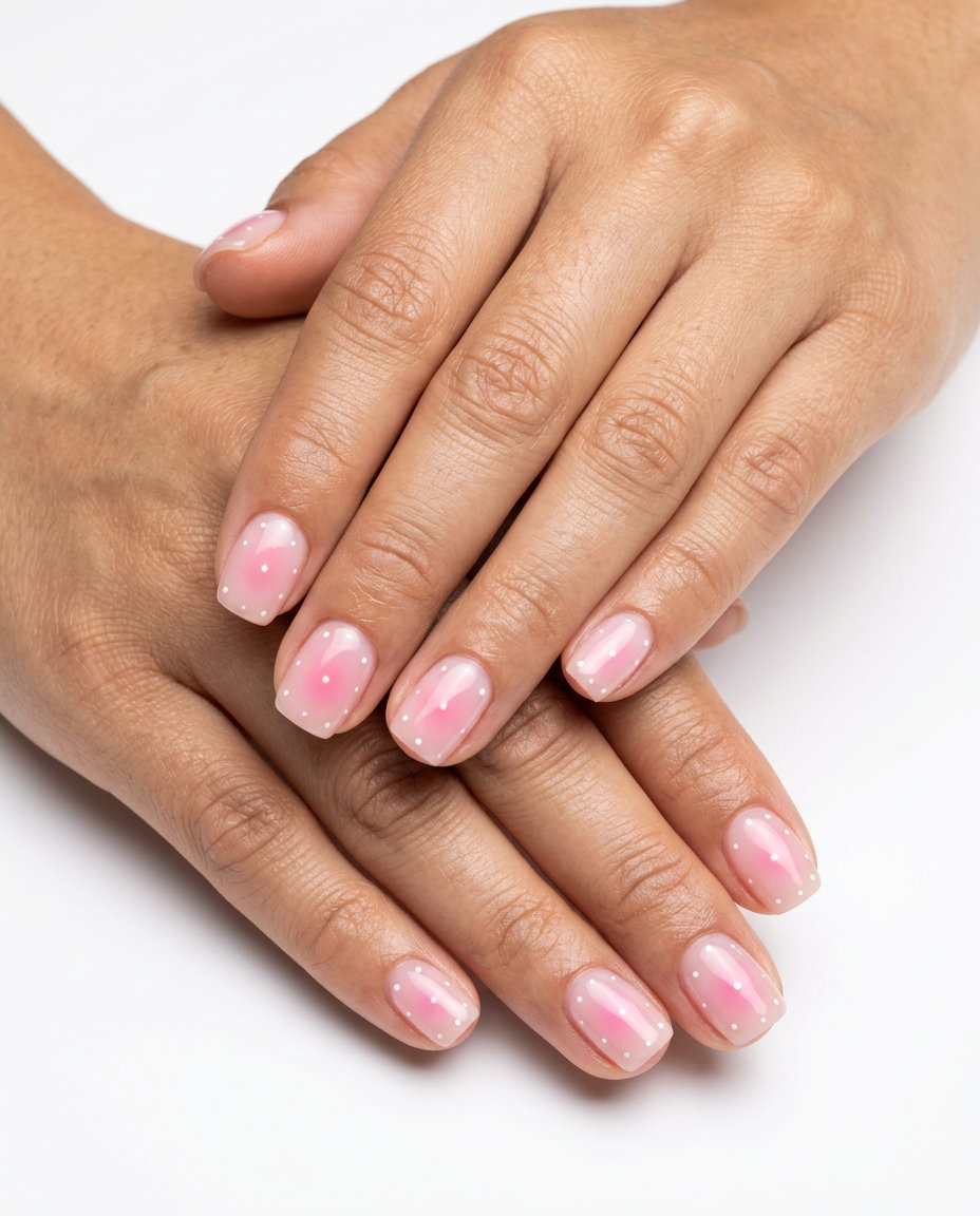 Sheer Pink Aura Dot Nails 2026: Daily Glow & Minimalist Style Sheer pink aura dot nails for a clean, ethereal daily glow. Pink summer nails 2026.