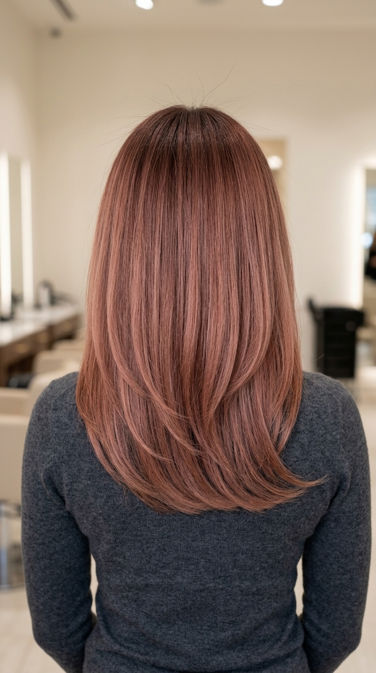 Rosewood Strawberry Blonde Bob 2026 blunt Italian bob strawberry blonde with rosewood melt, muted copper tones, seamless transition — sophisticated natural look