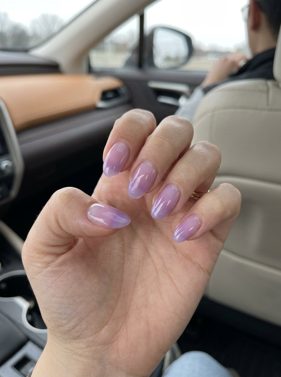 Lavender jelly ombre gradient nails for shell summer nails 2026, sweet and playful.
