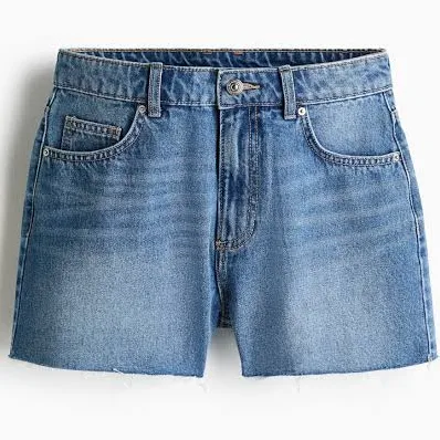 H&M Ladies Raw-Edge Denim Shorts