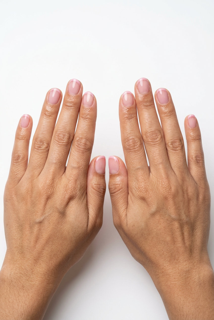 Short gel nails summer 2026: Sheer pink micro French for minimalist chic work style.