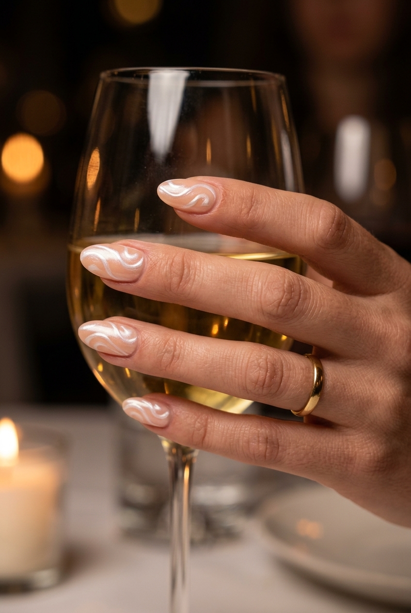 Pearlescent Swirls Nails 2026 | Elegant Summer Summer Silk Touch Pearlescent Swirls nails for summer holiday nails 2026: romantic, sophisticated look for weddings.