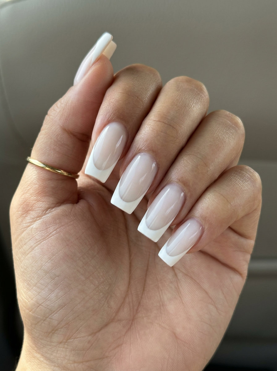Matte French Square Nails 2026 | Minimalist Chic Matte white French square nails for summer nails square 2026. Minimalist, chic office style.