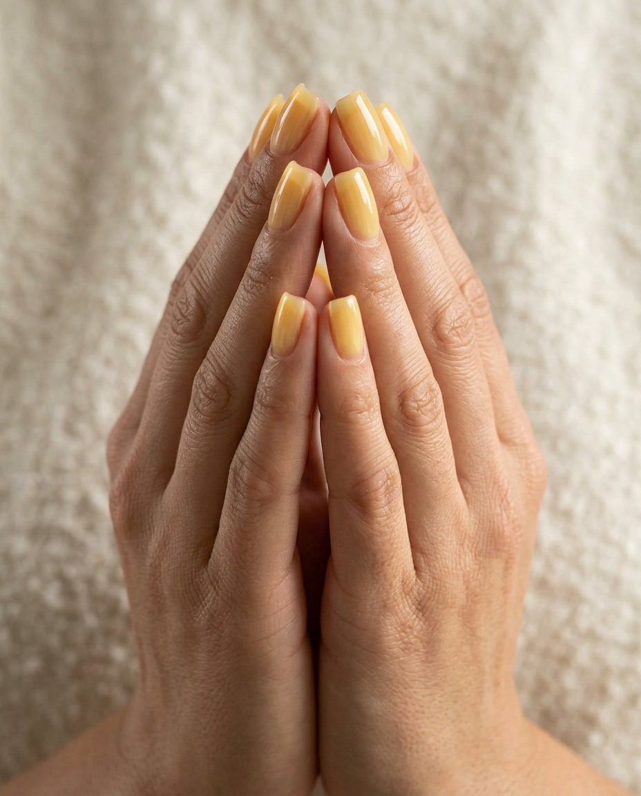 Vibrant butter yellow jelly medium square nails with a juicy glossy finish for summer nails square medium 2026. Playful vacation style.