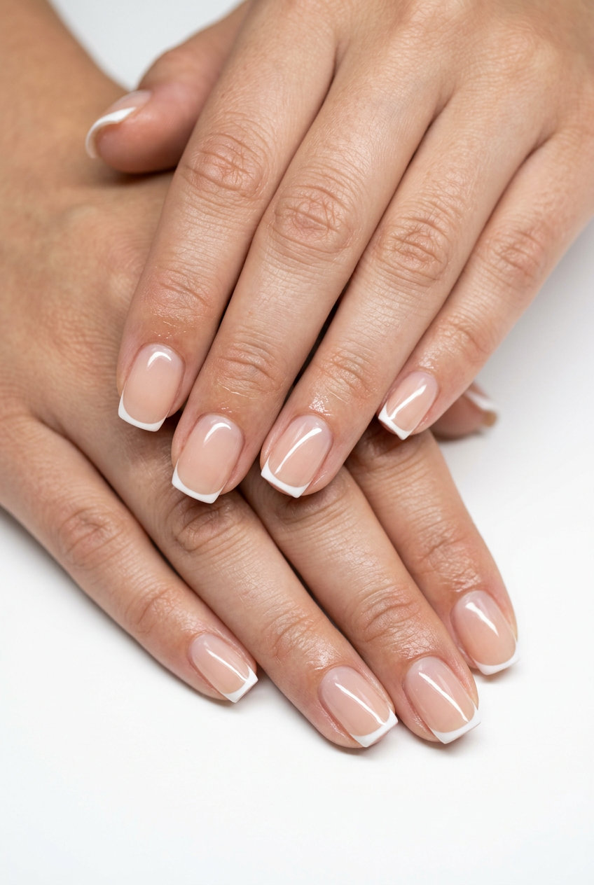 Micro French tip soft square nails for summer nails medium 2026, classic and refined for daily and formal events.