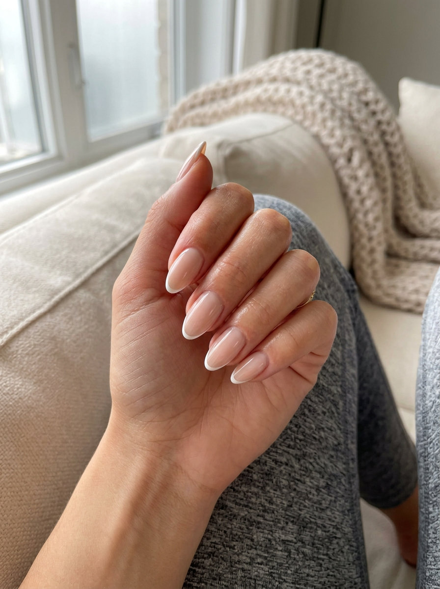 Clean girl micro French tip nails for summer vibes nails 2026. Minimalist chic, perfect for work and daily wear.