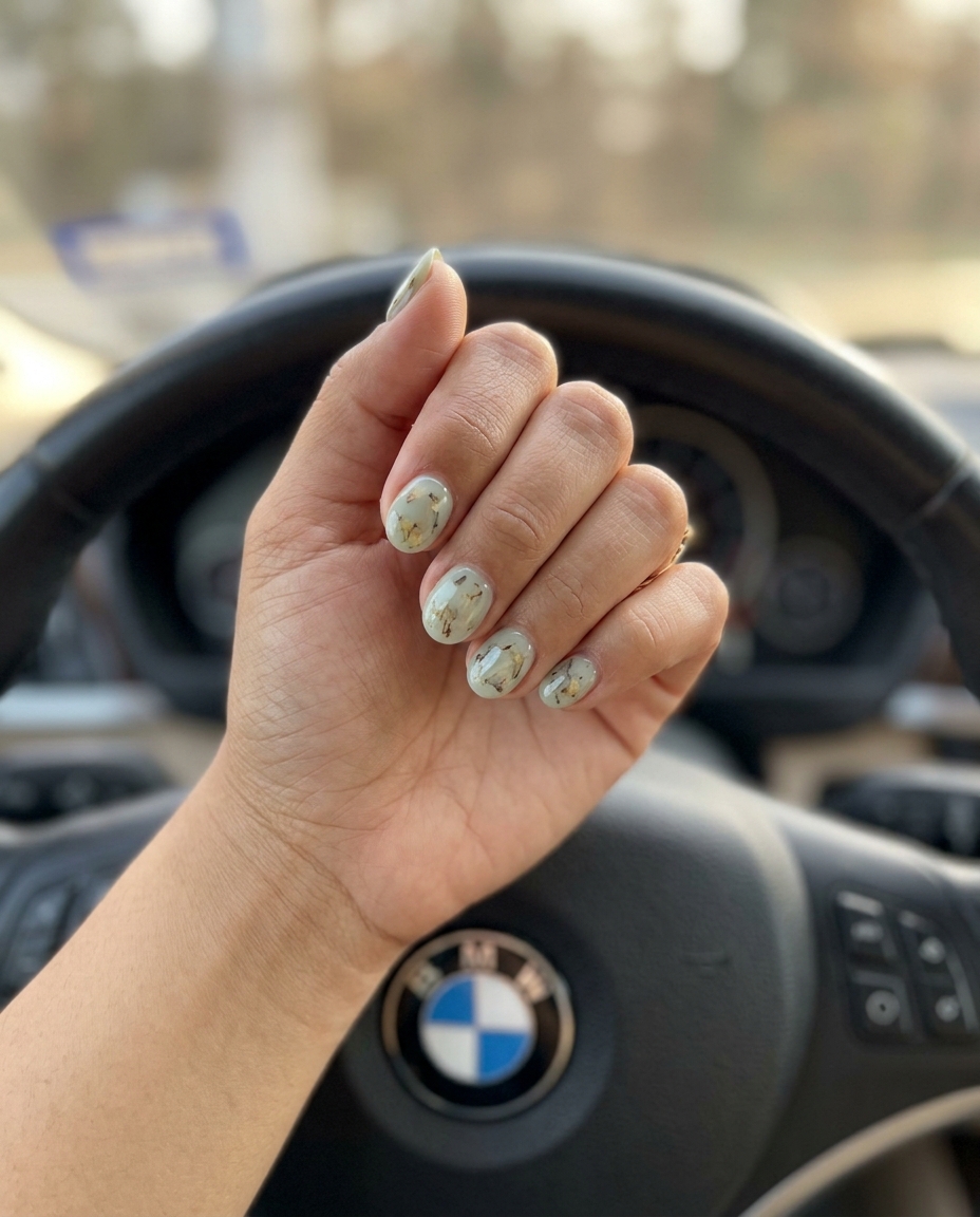 Lime Green Milk Bath Nails 2026 | Bridal Elegance Lime Green Milk Bath nails: soft milky green with pastel florals for weddings & bridal showers. Tropical nail designs 2026.