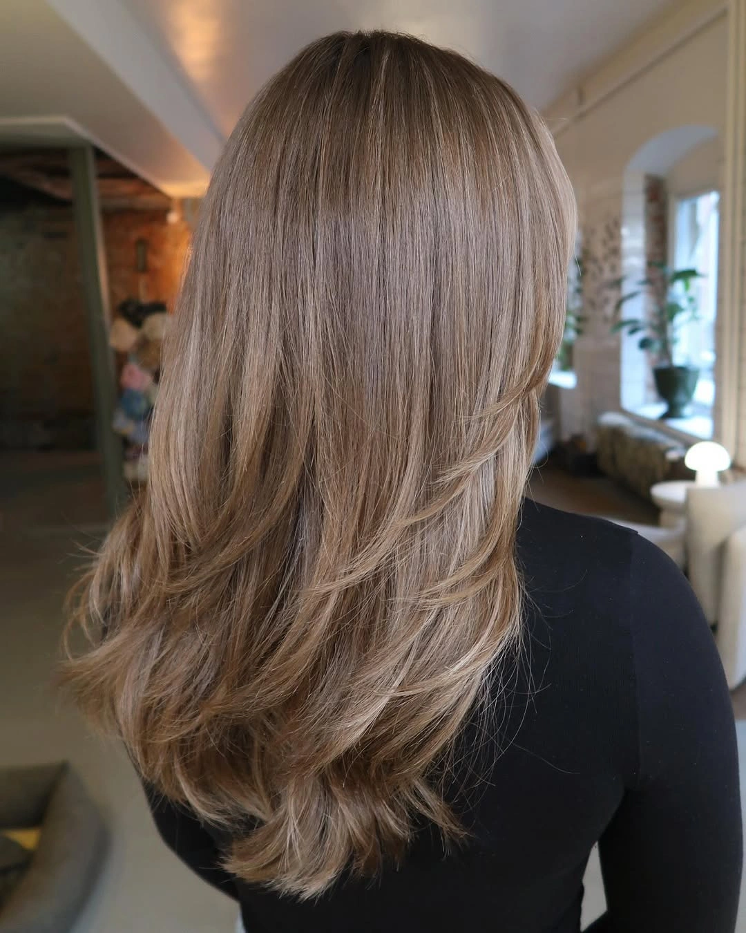 babylights hair ideas Cool Taupe Babylights With Feathered Long Layers