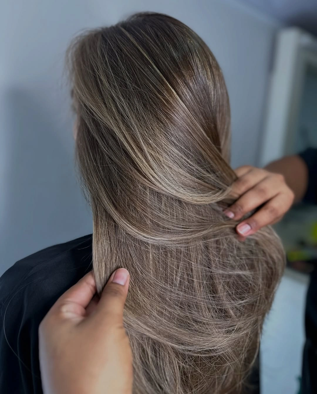 babylights hair ideas Cool Taupe Babylights for Silky Straight Hair