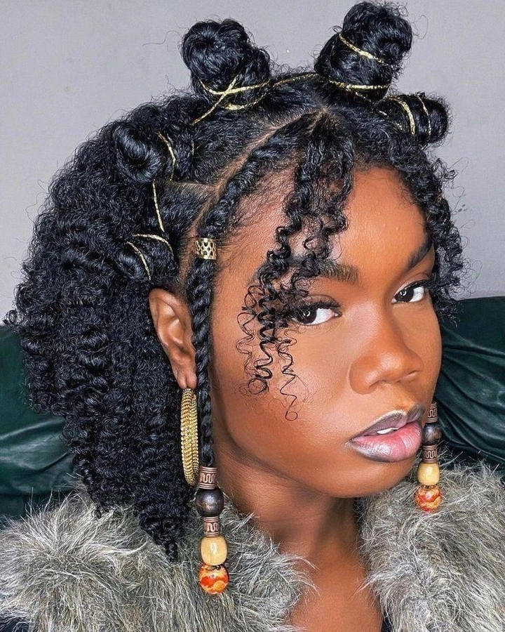 bantu knots hairstyles Half Up Bantu Knots With Defined Natural Curls