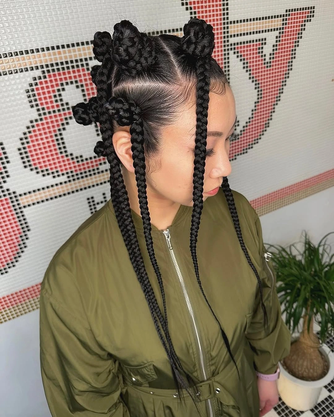 bantu knots hairstyles Bantu Knots With Long Braided Extensions