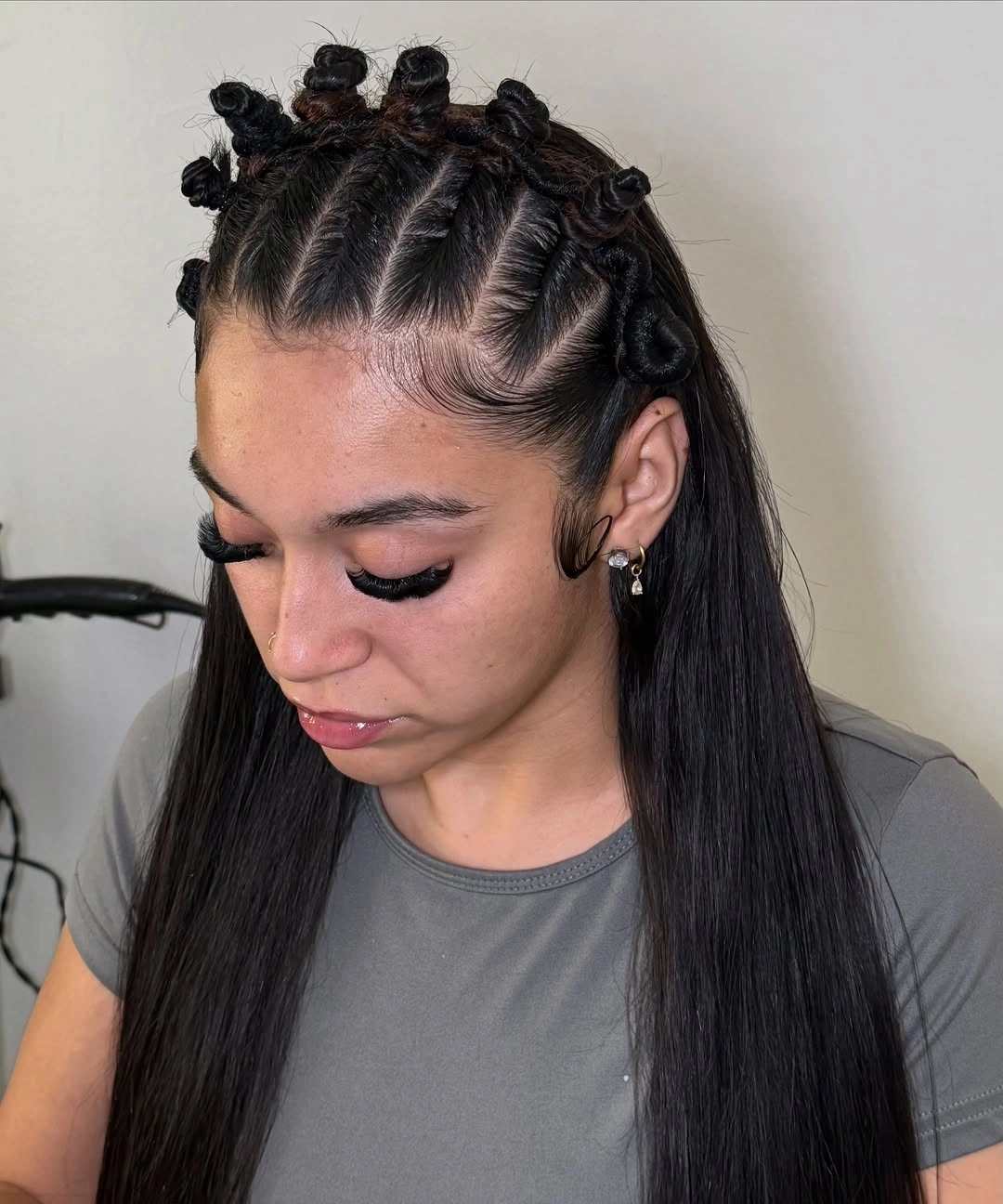 bantu knots hairstyles Sleek Half Up Knots on Straight Hair