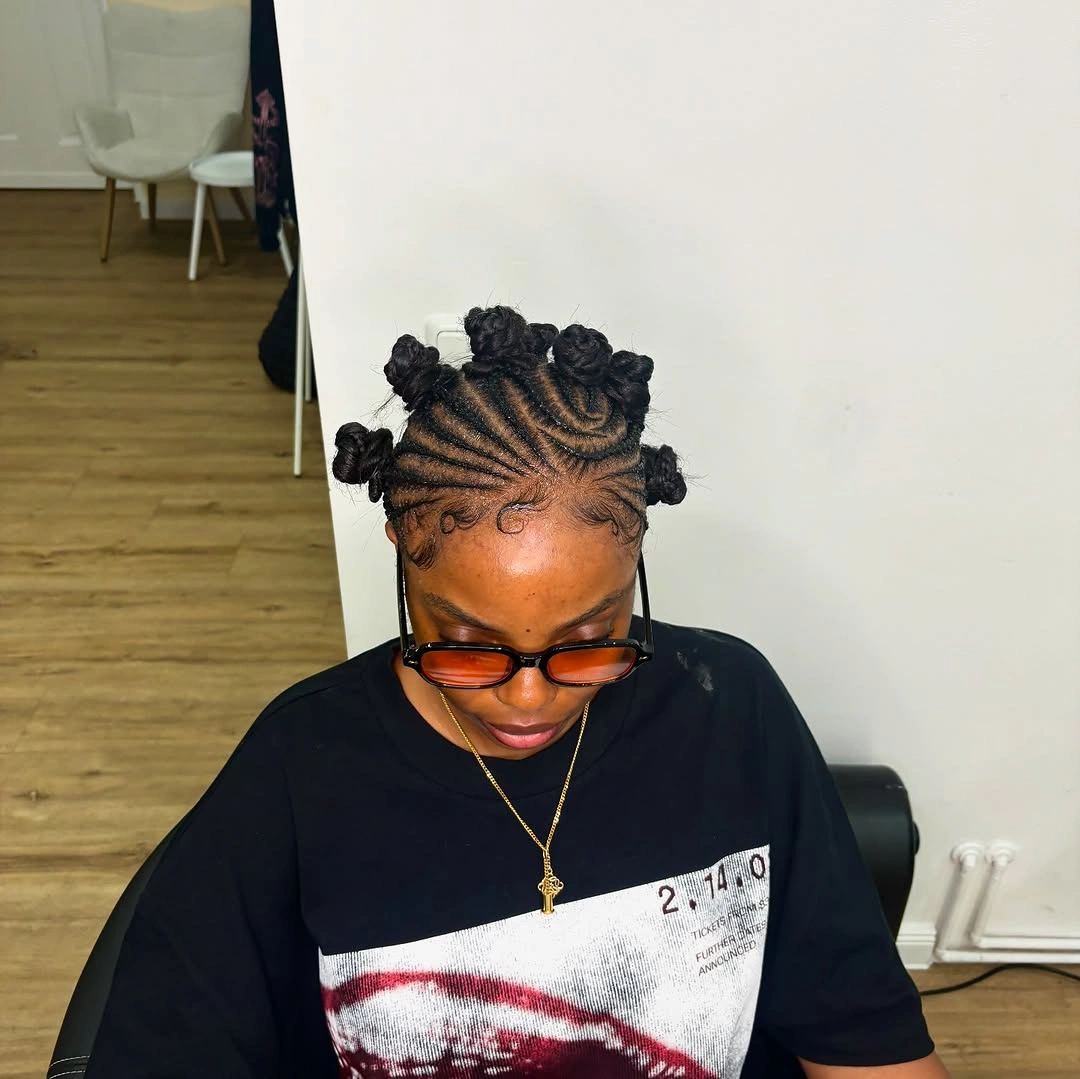 bantu knots hairstyles Creative Cornrow Bantu Knots With Swirling Parts