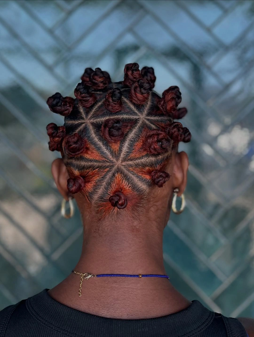 bantu knots hairstyles Star Pattern Bantu Knots With Warm Copper Accents