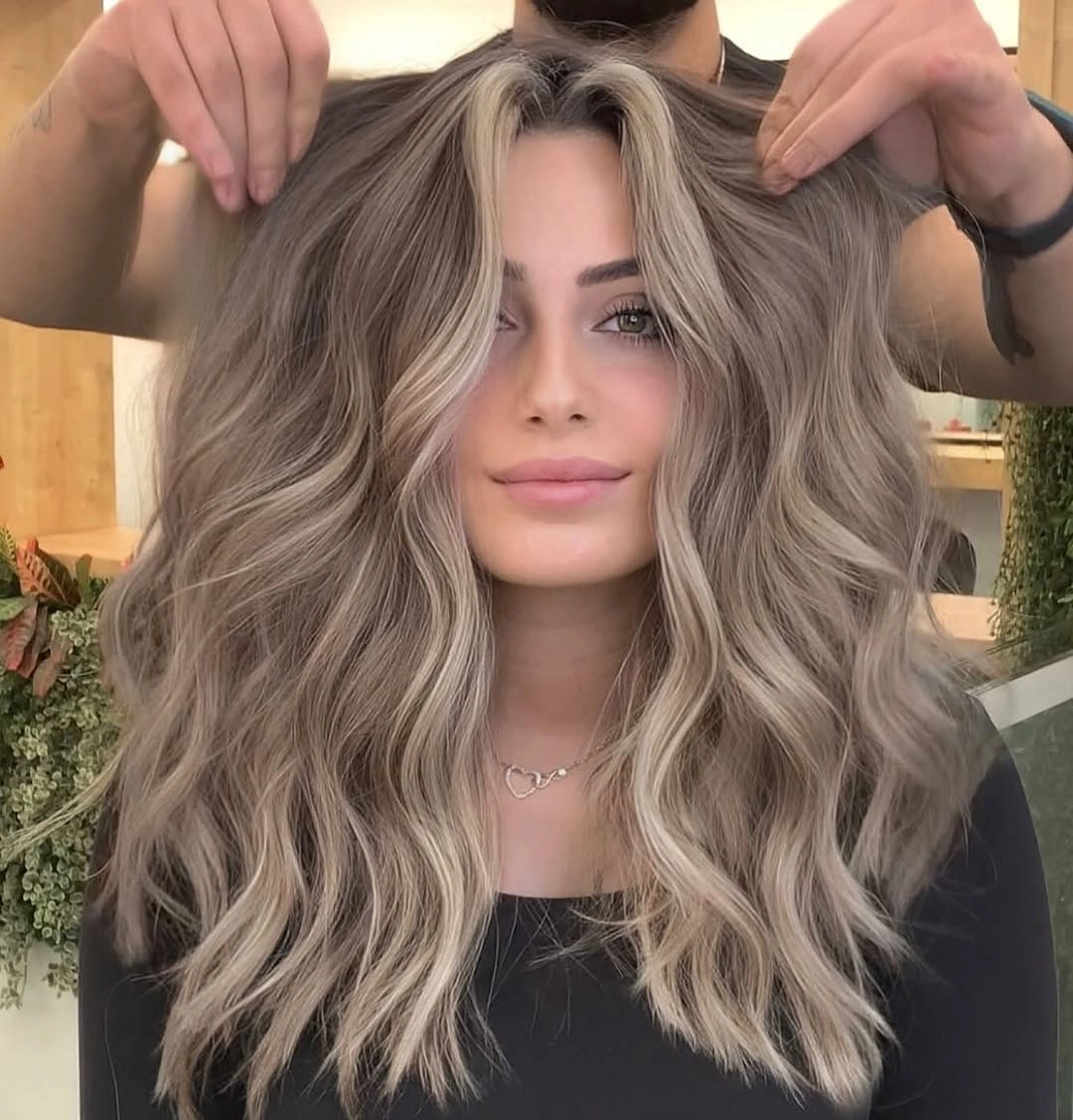 beige blond hair color Ash Beige Blonde With Bold Money Piece Highlights