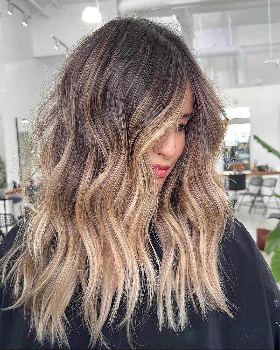 beige blond hair color Soft Mushroom Beige Blonde Balayage
