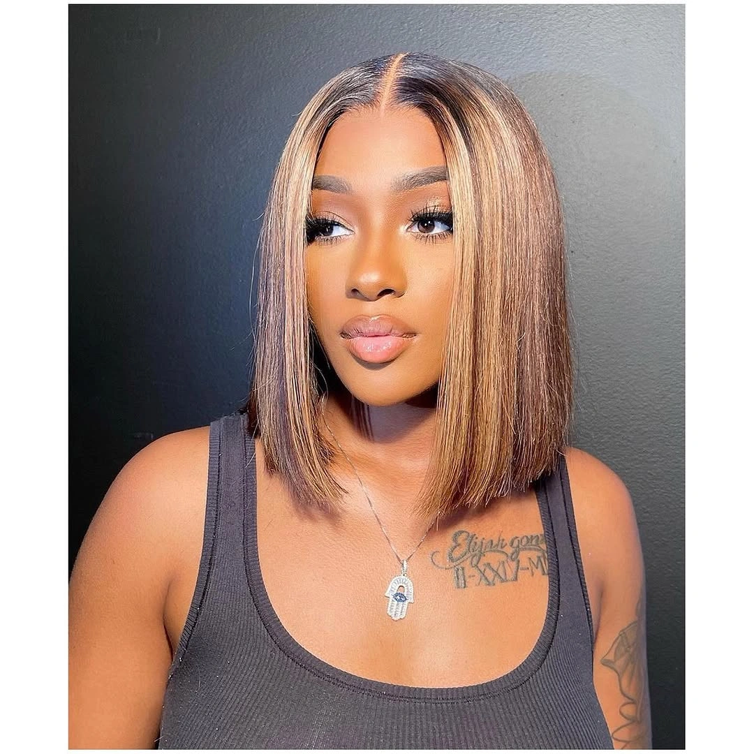 bob hairstyles for black women Dimensional Blonde Bob With Center Part