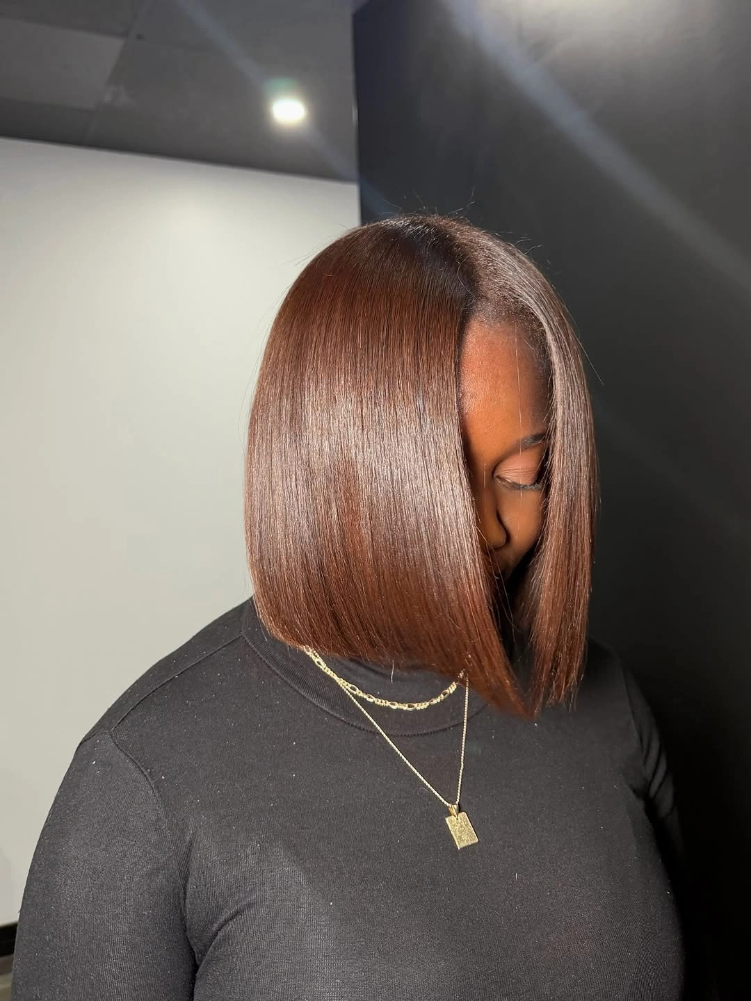 bob hairstyles for black women Glossy Chocolate Precision Bob