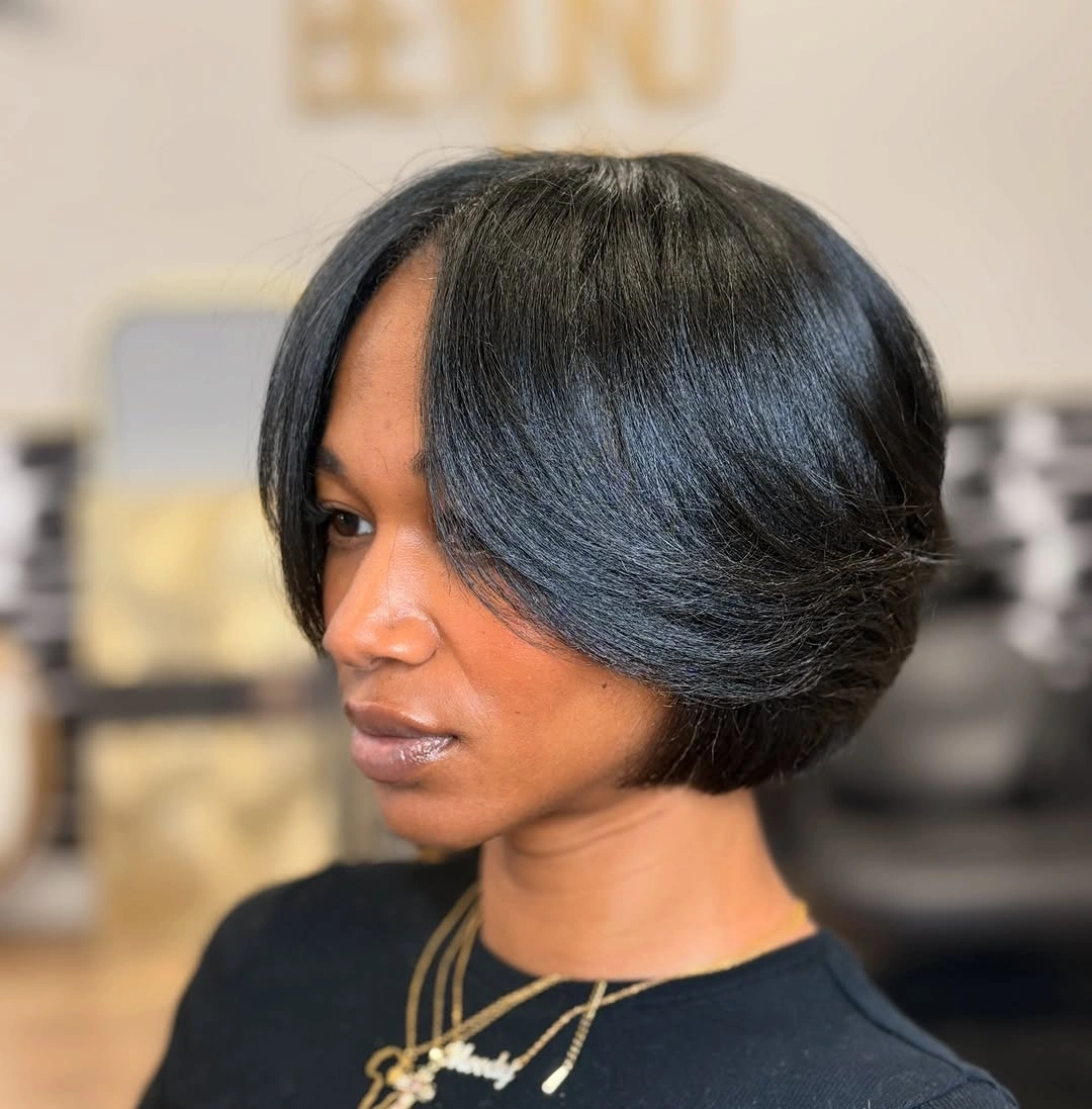bob hairstyles for black women Soft Curtain Bob With Effortless Movement