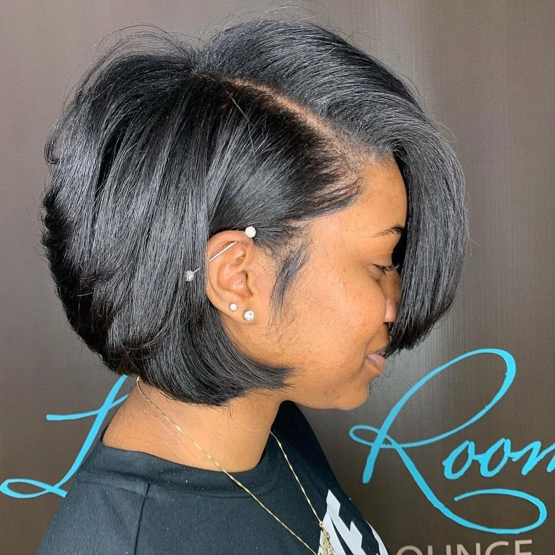 bob hairstyles for black women Layered Side-Swept Bob With Soft Volume