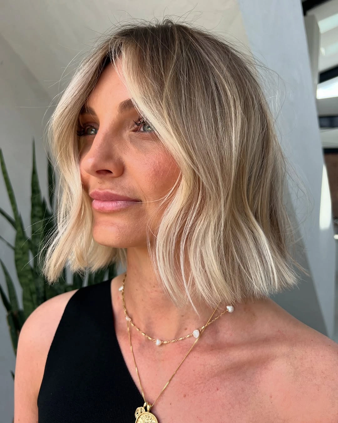 bobbed haircut for women Bright Blonde Wavy Bob With Beachy Texture