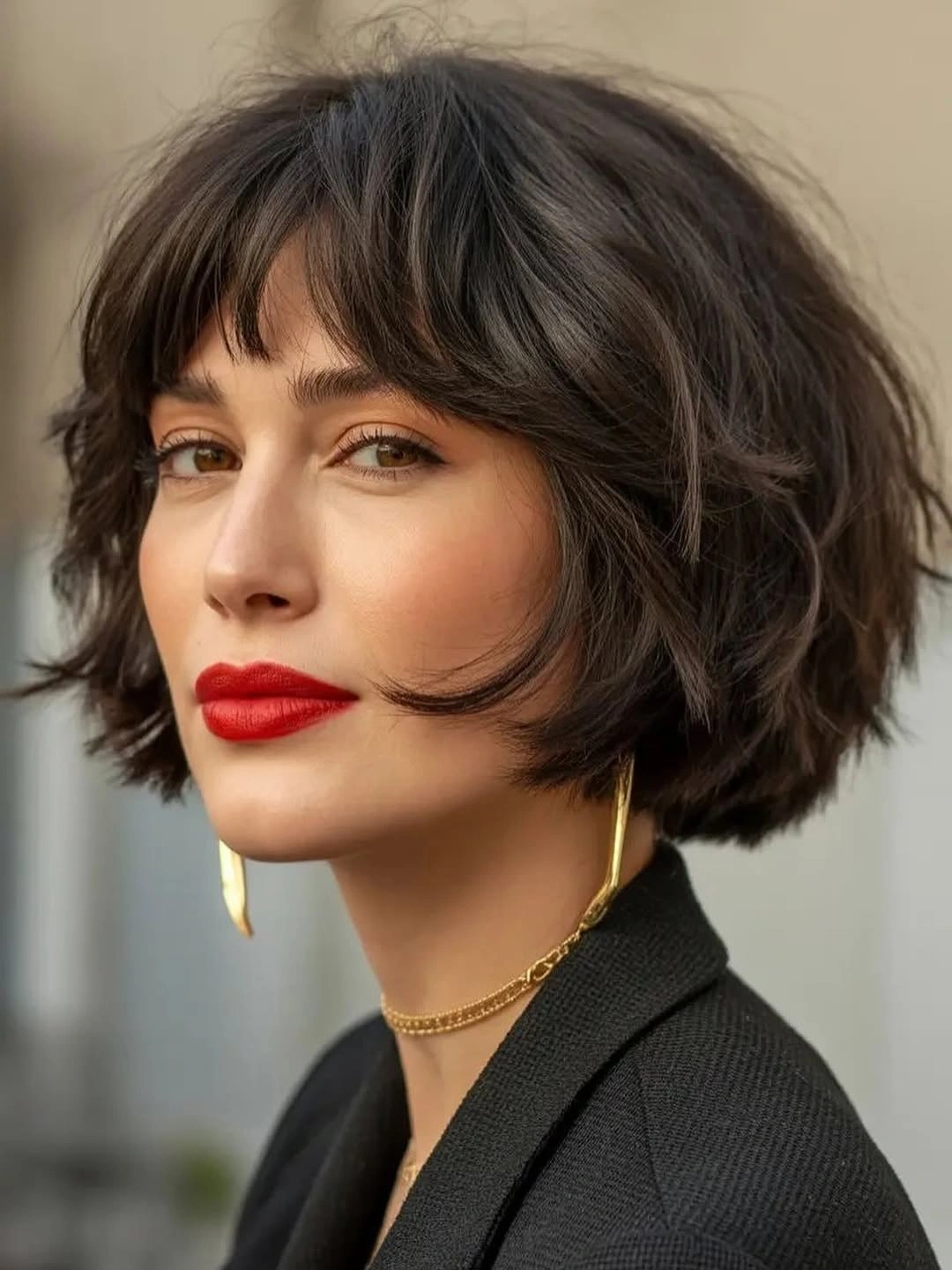 bobbed haircut for women French-Inspired Shaggy Bob With Soft Bangs