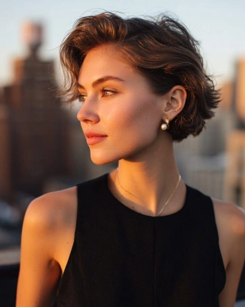 bobbed haircut for women Modern Italian-Inspired Textured Pixie Bob