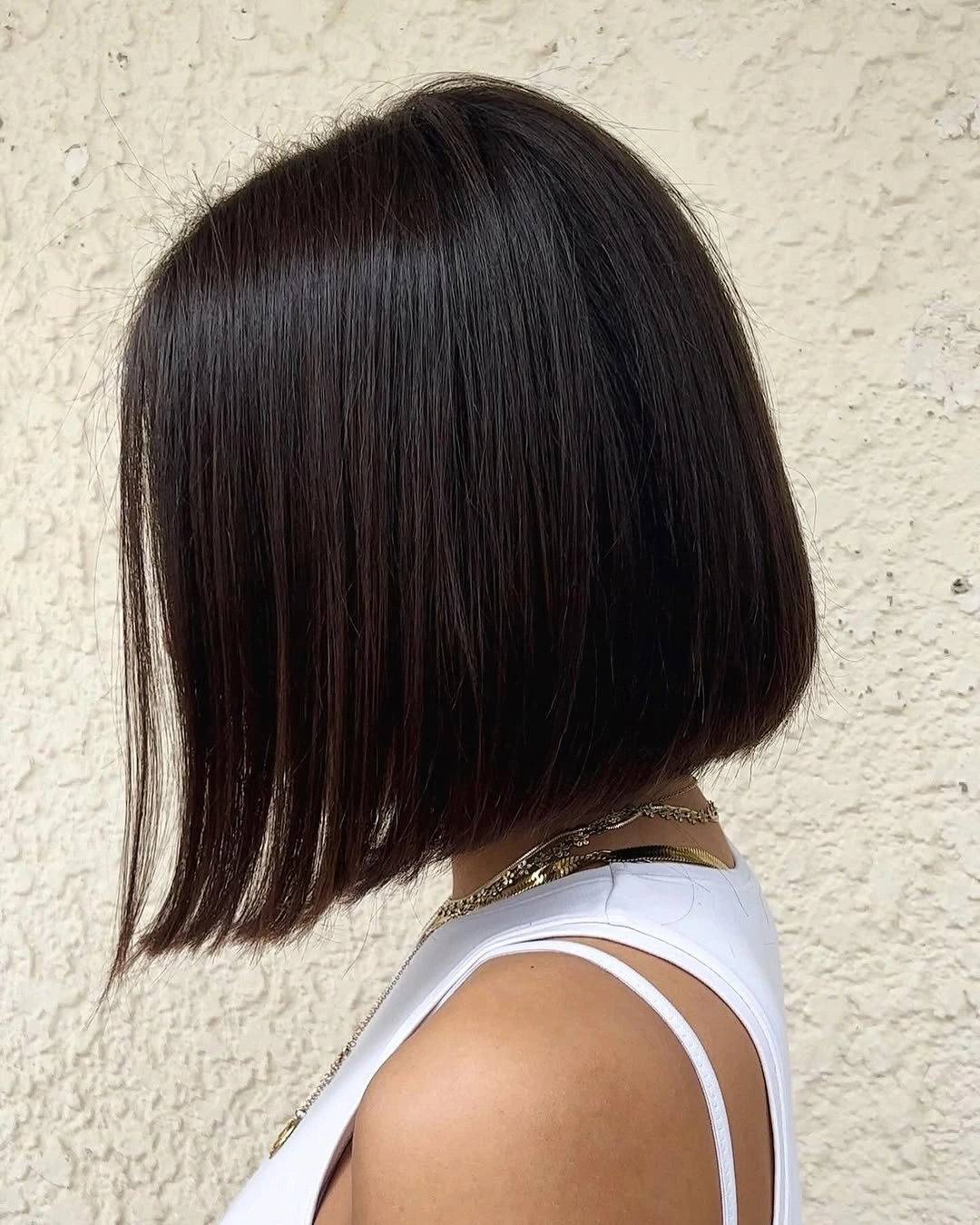 bobbed haircut for women Sharp Angled Glass Bob With Precision Finish