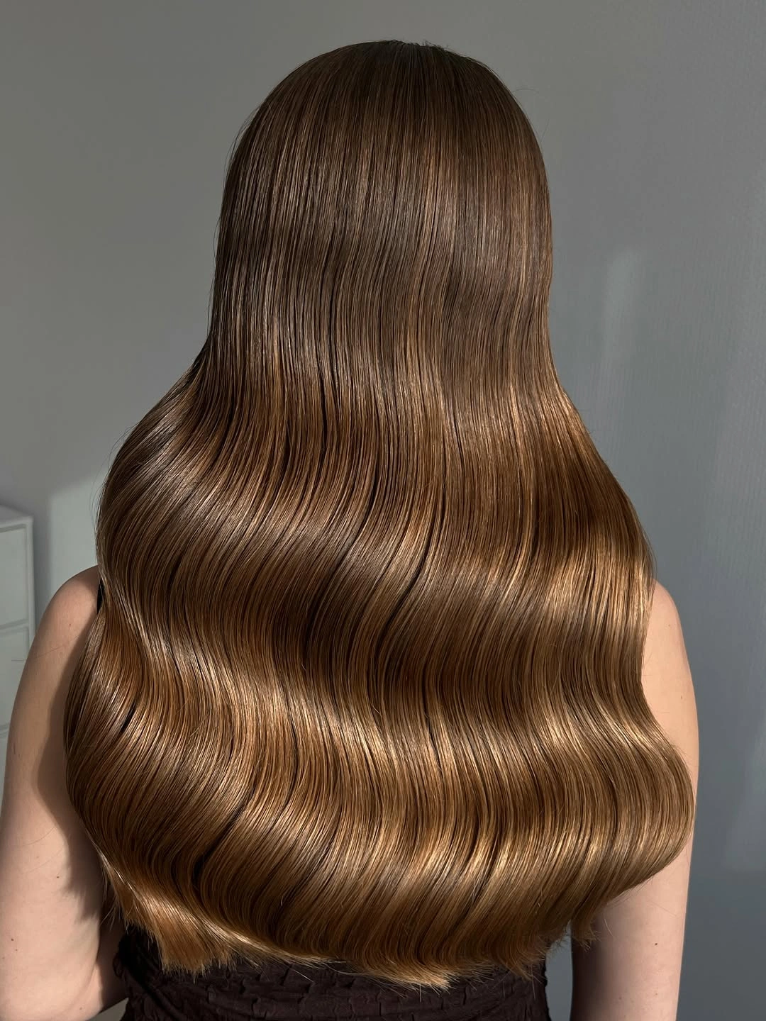 body waves hairstyle Silky Espresso Waves With a Glass Hair Finish