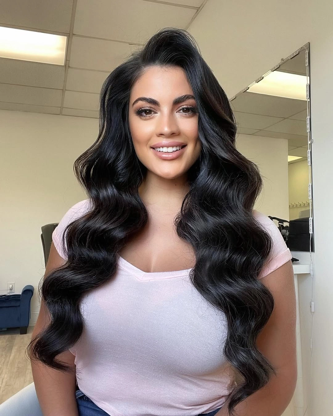 body waves hairstyle Classic Jet Black Hollywood Waves That Never Fail