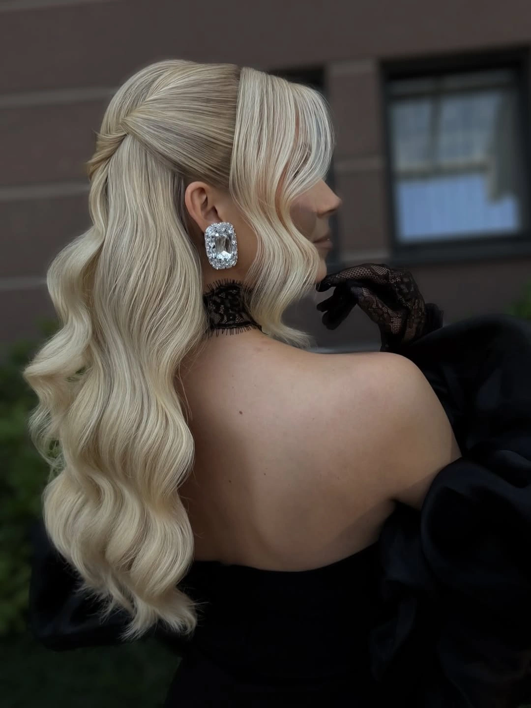 body waves hairstyle Elegant Hollywood Half-Up Body Waves