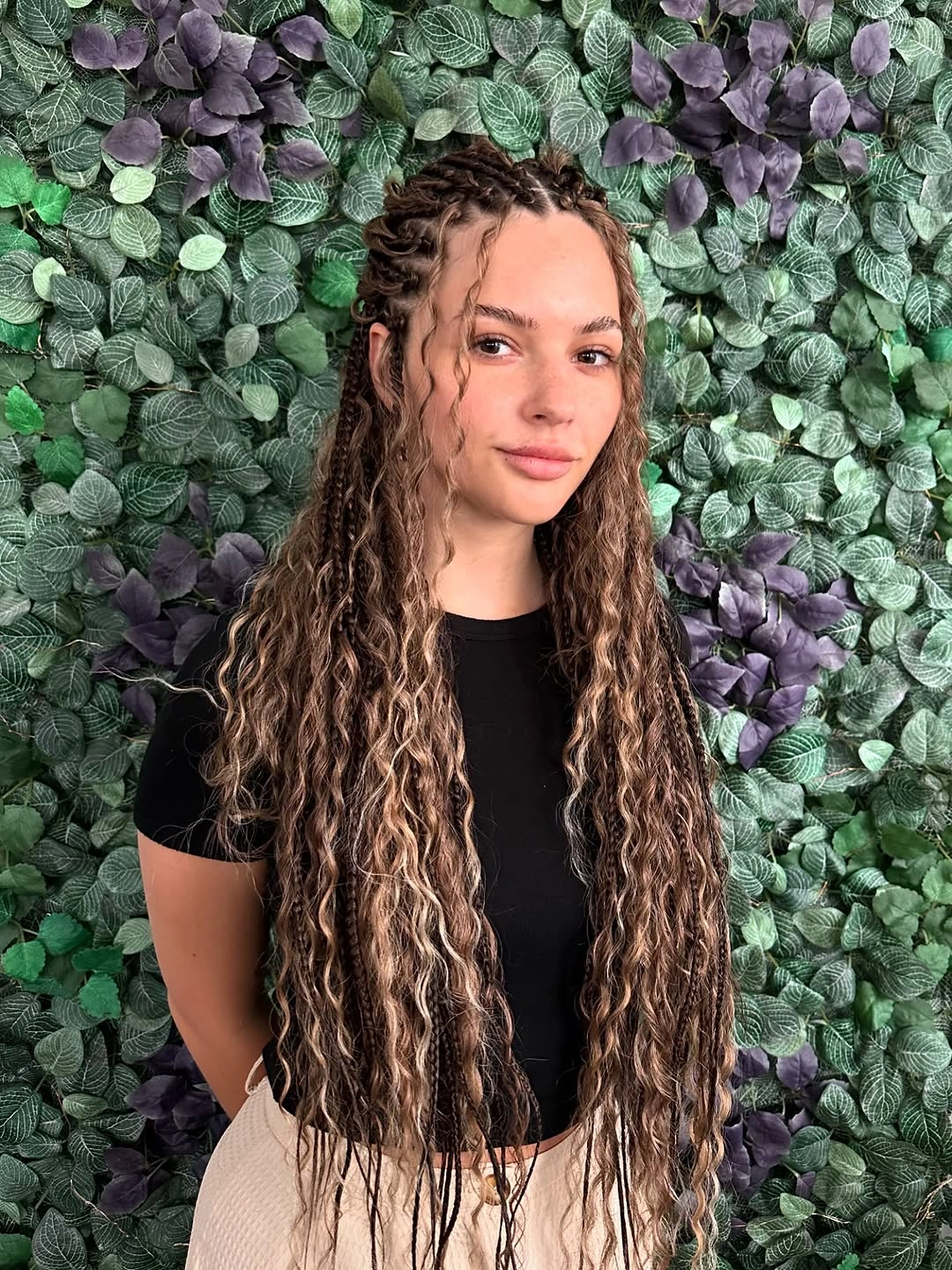 bora bora braids hairstyle Soft Honey Waves With Delicate Bora Bora Braids