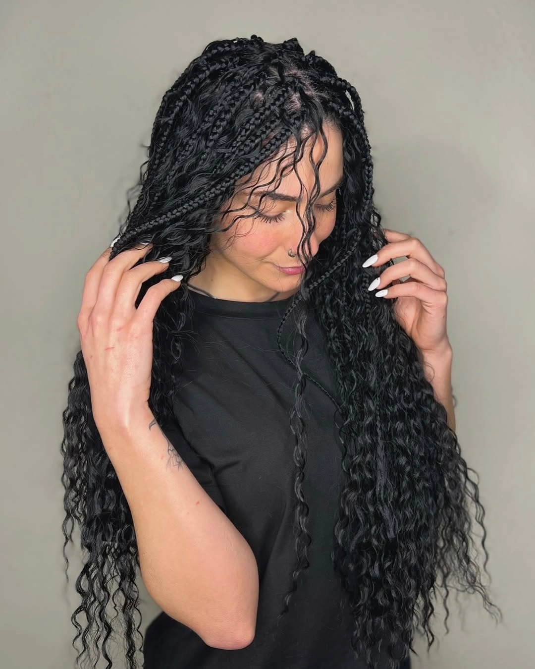 bora bora braids hairstyle Midnight Black Waves With Effortless Everyday Elegance