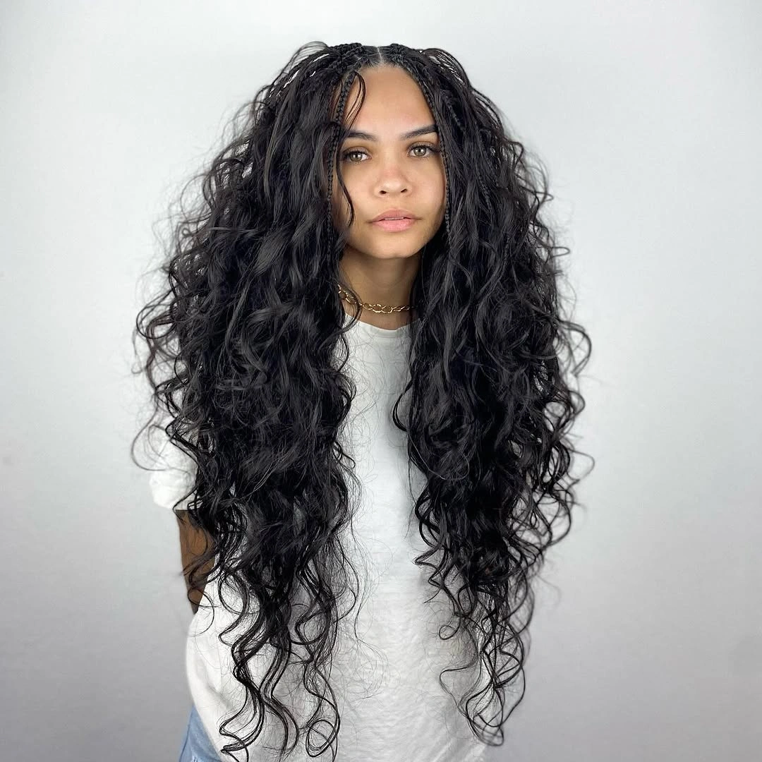 bora bora braids hairstyle Extra Voluminous Black Waves With Romantic Texture
