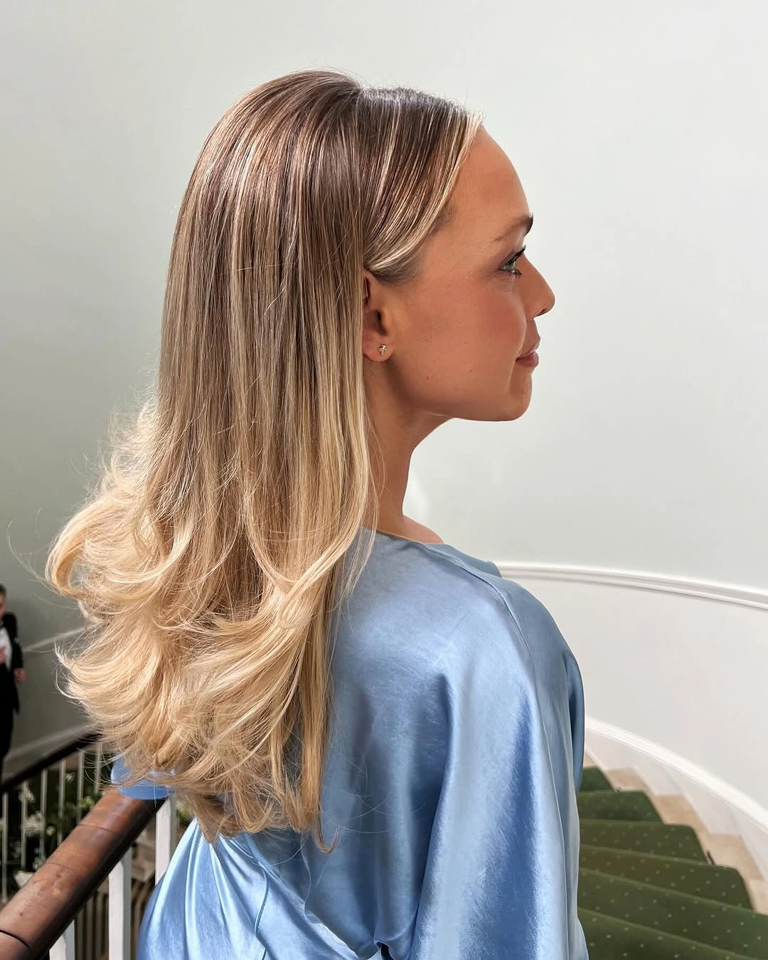 bridesmaid hairstyling Classic Soft Layers With Smooth Blowout Finish