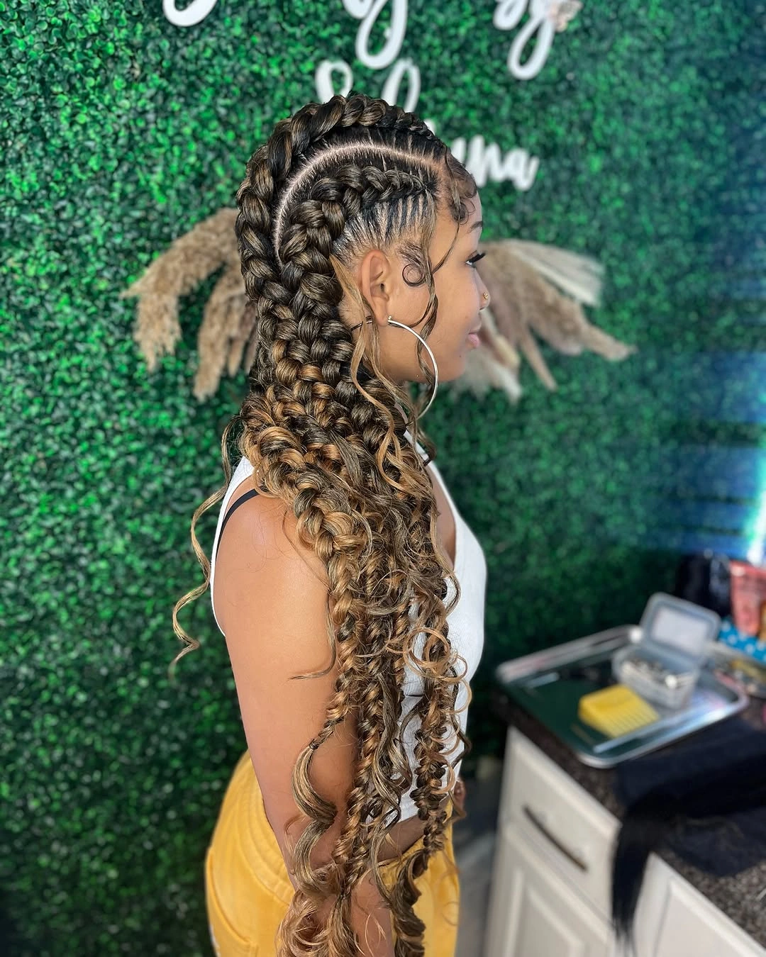 butterfly braids hairstyle Butterfly Braids With Honey Blonde Curly Lengths