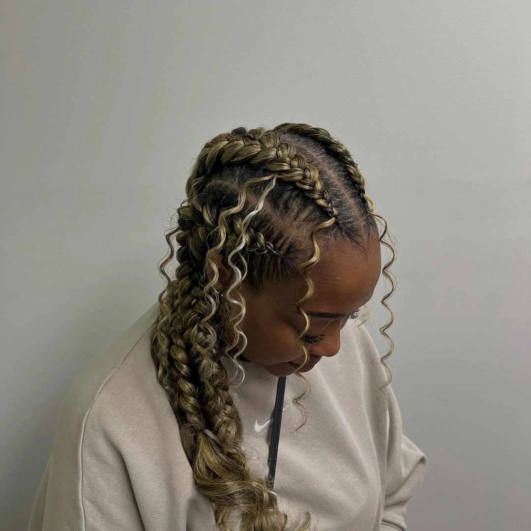 butterfly braids hairstyle Golden Butterfly Braids With Soft Curly Accents