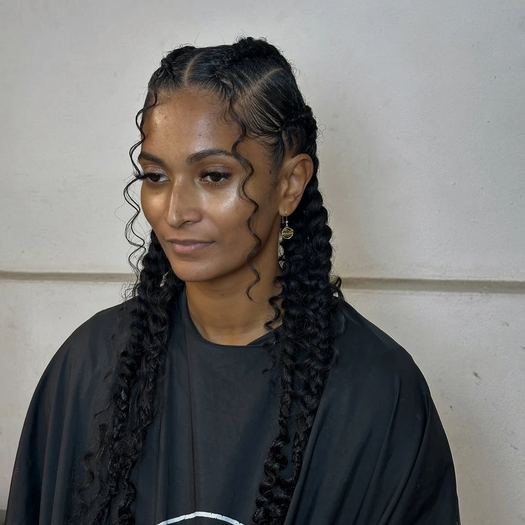 butterfly braids hairstyle Simple Butterfly Braids With Naturally Curled Ends