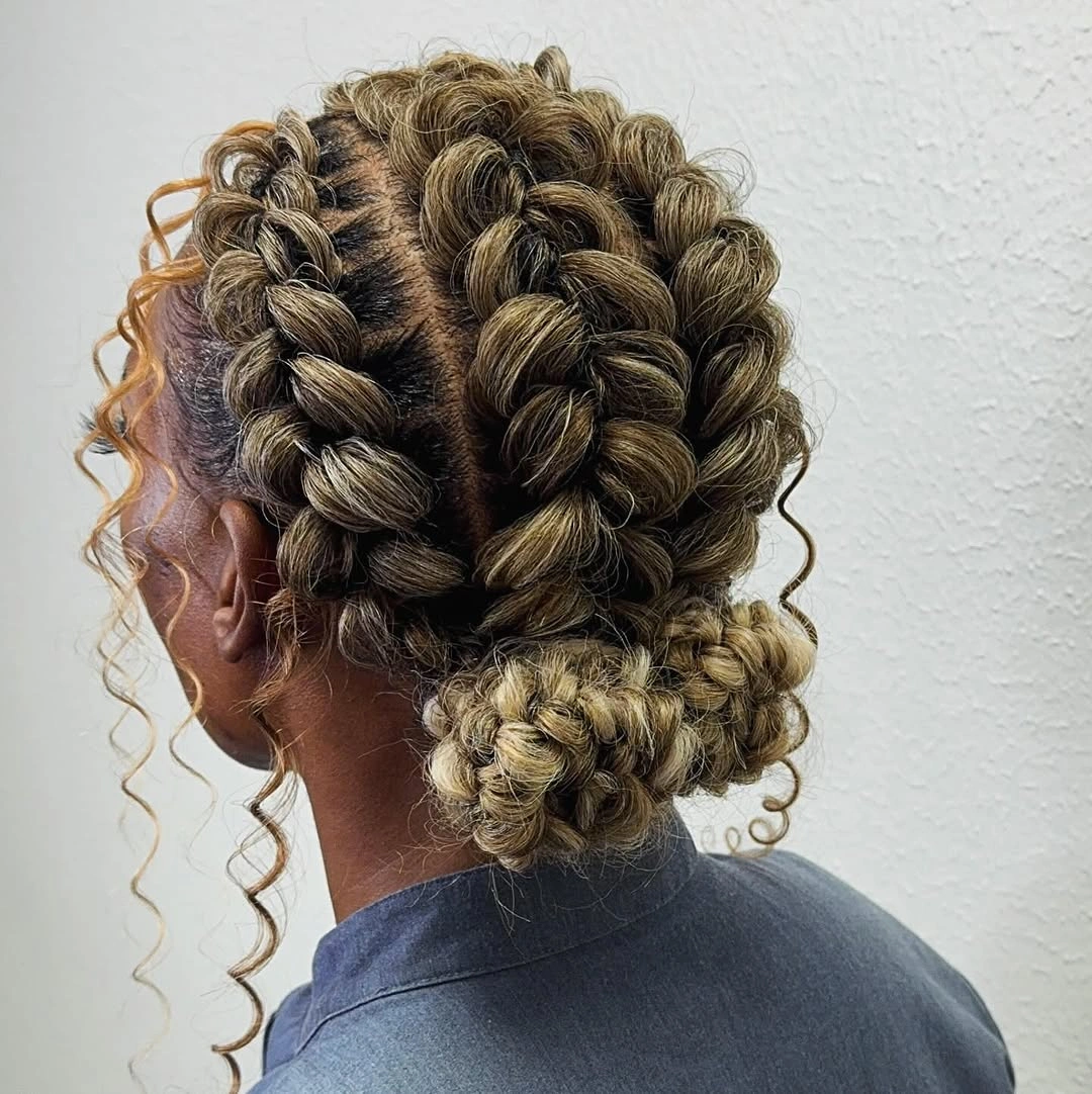 butterfly braids hairstyle Butterfly Braids Finished With Double Braided Buns