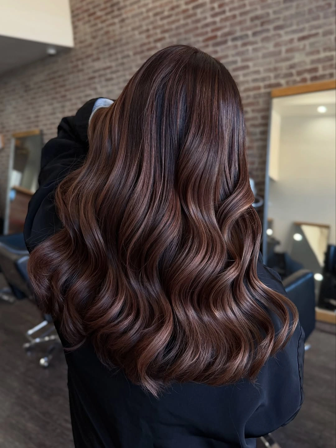chestnut brown hair color Luxurious Mocha Chestnut Waves With Seamless Dimension