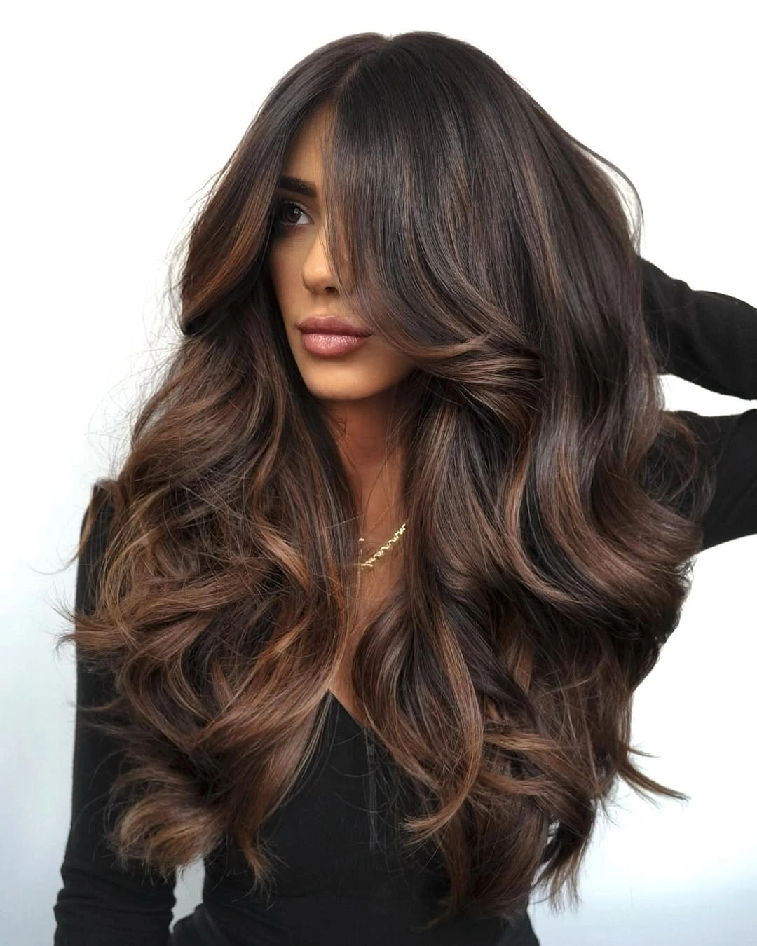 dimensional brunette hair color Voluminous Mocha Brunette With Chocolate Ribbon Dimension