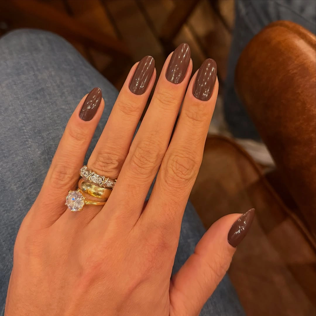 Fall almond nails 2026 Glossy Cocoa Almond Nails for Everyday Sophistication