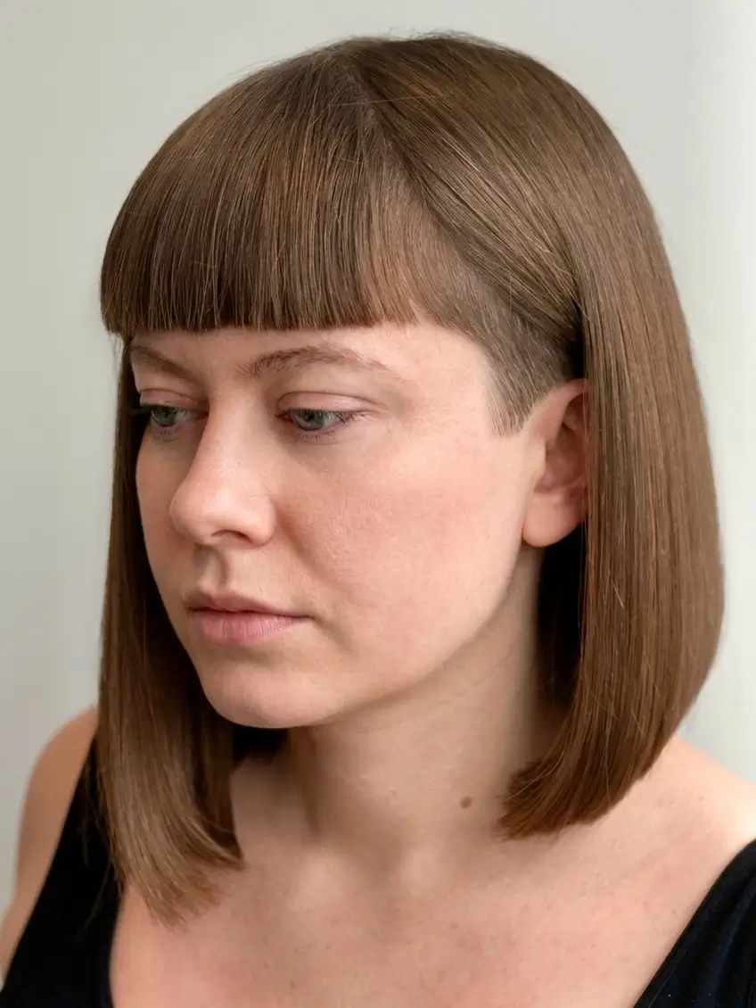 fall bob haircut ideas 2026 Architectural Bob With Micro Bangs