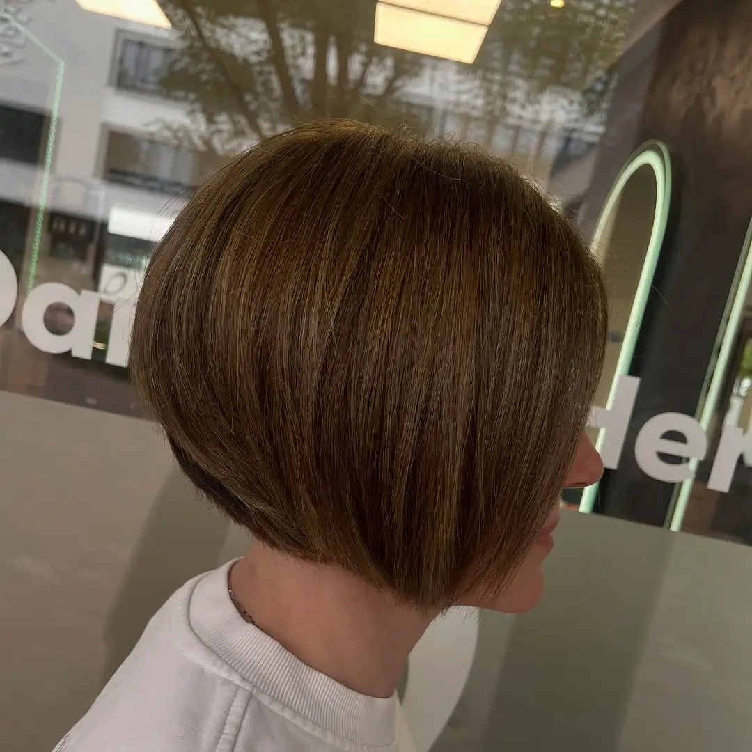 fall bob haircut ideas 2026 Rounded Glass Bob With Soft Brunette Shine