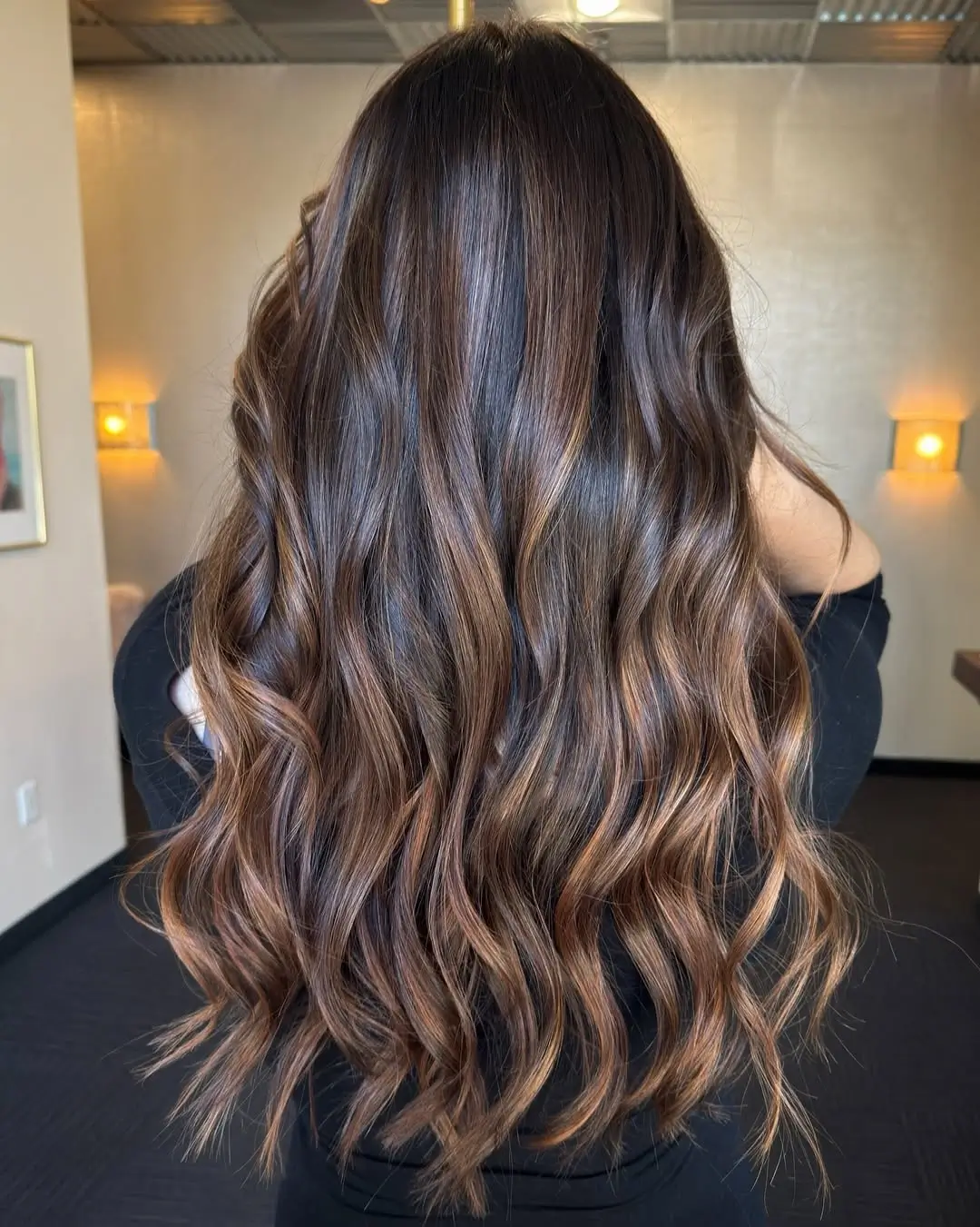Fall brunette hair colour 2026 Chocolate Brunette with Toasted Caramel Ribbons