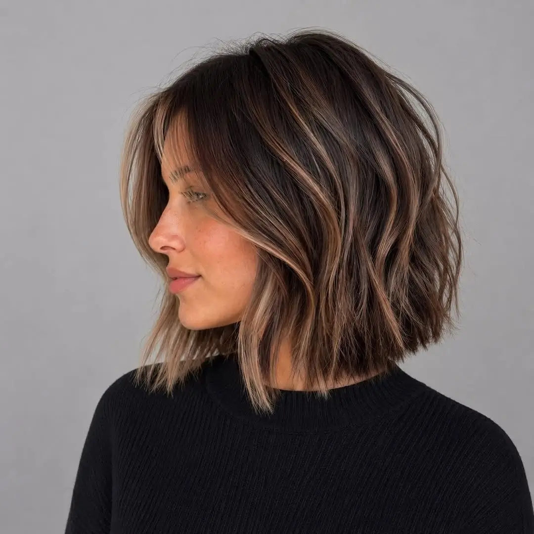 fall French Bob 2026 Dimensional Wavy French Bob with Face Framing Highlights